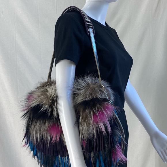 Multicolor Fur and Leather Women's Bag - Picture 16 of 16